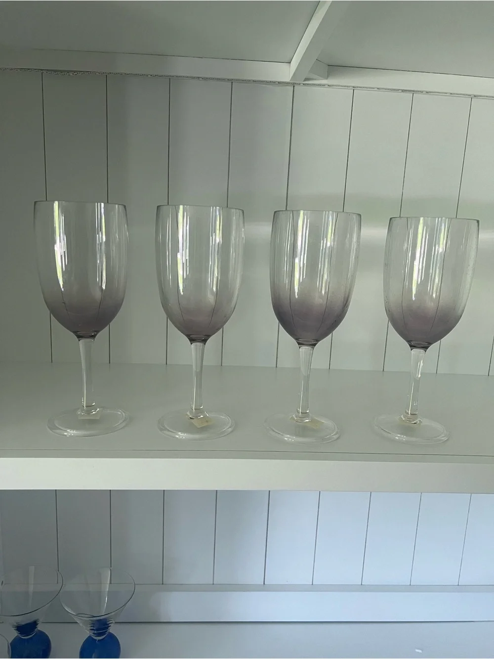 Blue/Gray Ombré Heavy Duty Plastic Wine Glasses - Set of 4